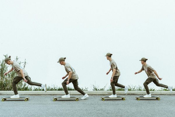 A sequence of movements showing progression in an exercise.